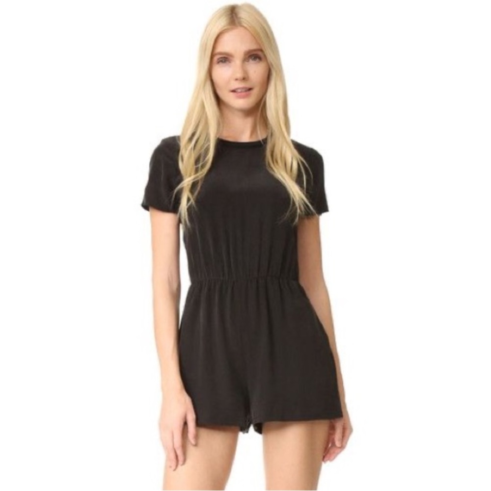 Alice and Olivia Black Silk Romper, Size 4/Small